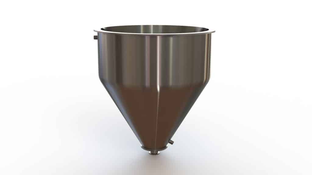 20" Double Walled Funnel 20" Inner Funnel, 1.5" Sanitary Fitting, 32ra Inside, 125ra Outside