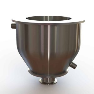6" Double Walled Funnel 6" Inner Funnel, 2" Sanitary Fitting, 32ra Inside, 125ra Outside