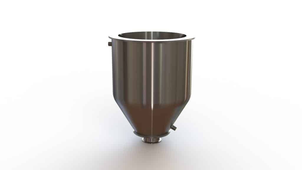 12" Double Walled Funnel 12" Inner Funnel, 3" Sanitary Fitting, 32ra Inside, 125ra Outside