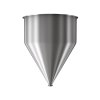 304 Stainless Steel funnel with 1 1/2" sanitary fitting 21 gallons, 19.93" ID x 26.34" OAH